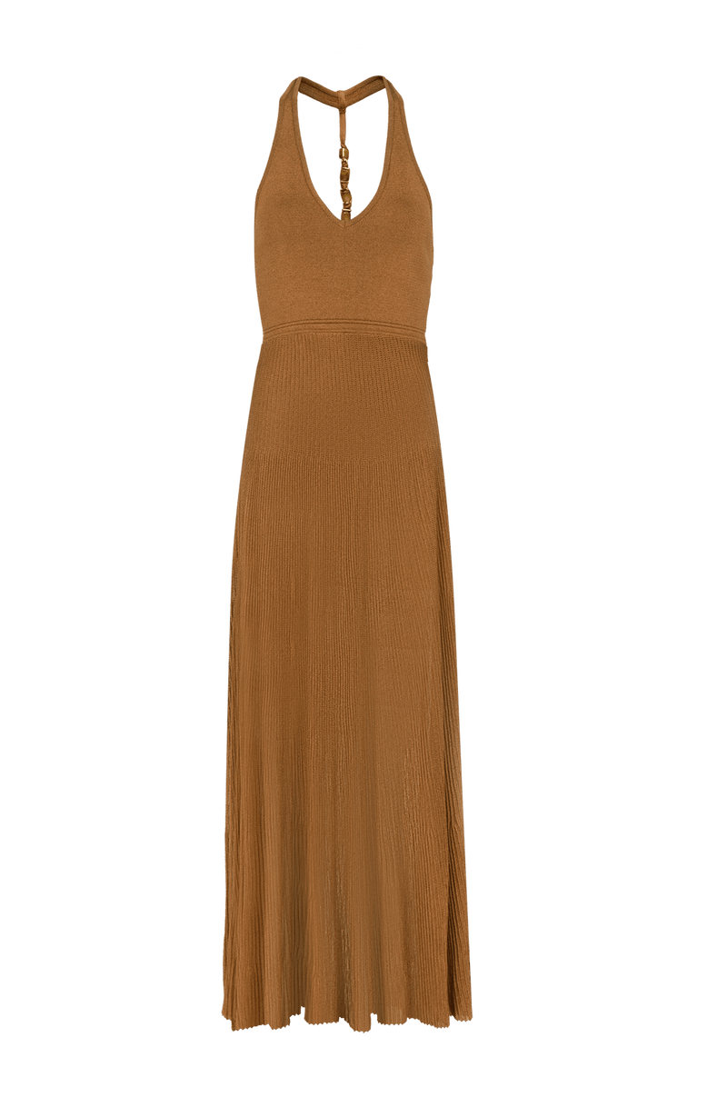 Vestido Longo Eria Tricot Camel