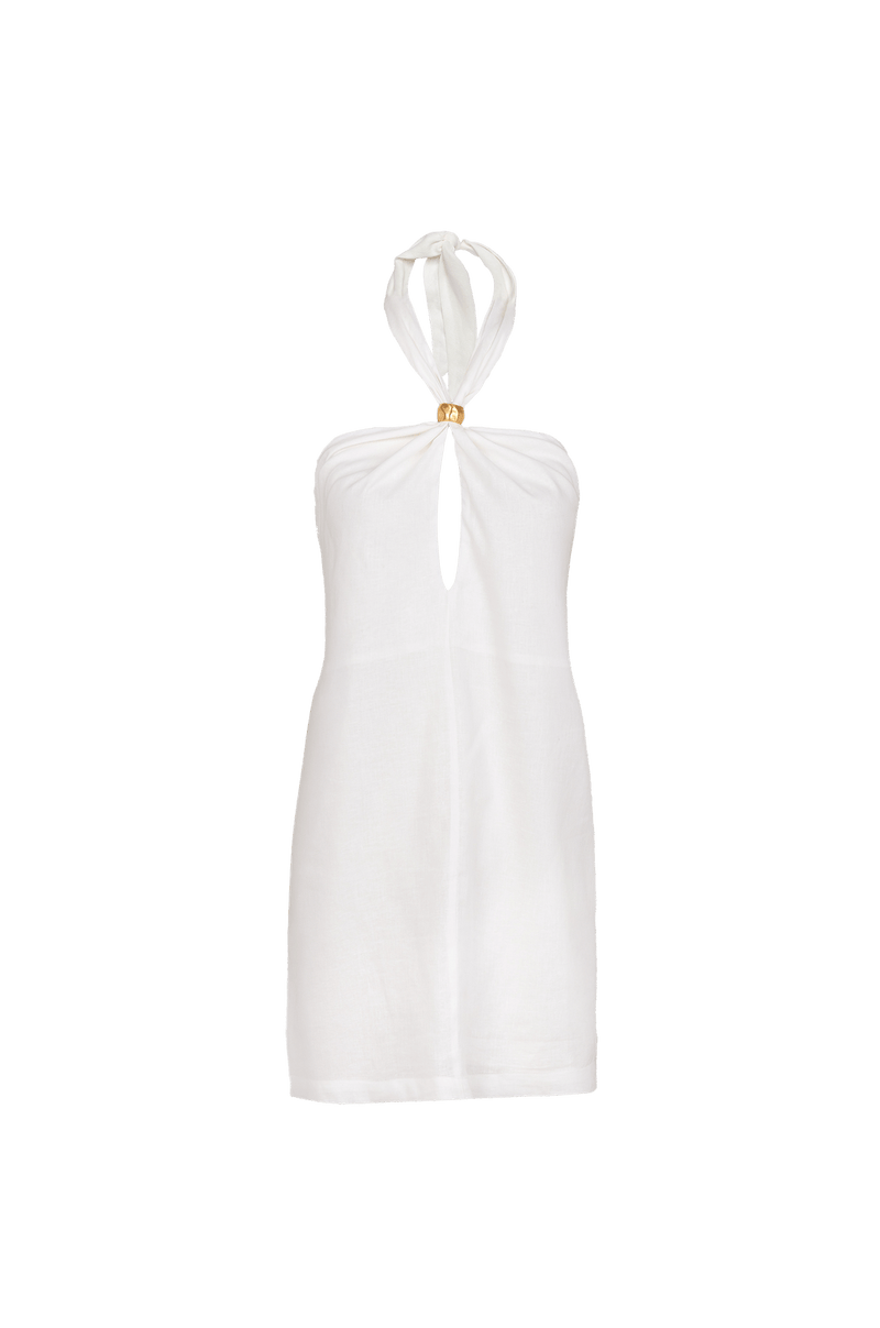 Vestido Curto Aster Detalhe Off White