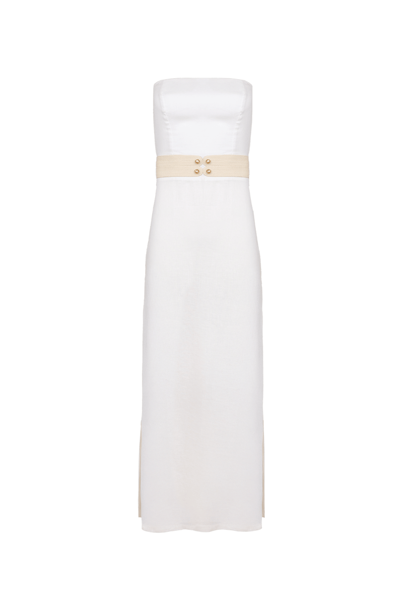 Vestido Midi Lian Detalhe Off White