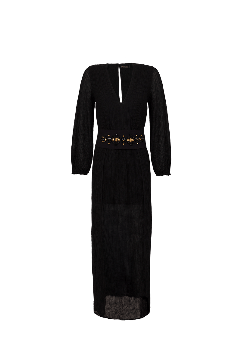 Vestido Manga Longa Auset Detalhe Black