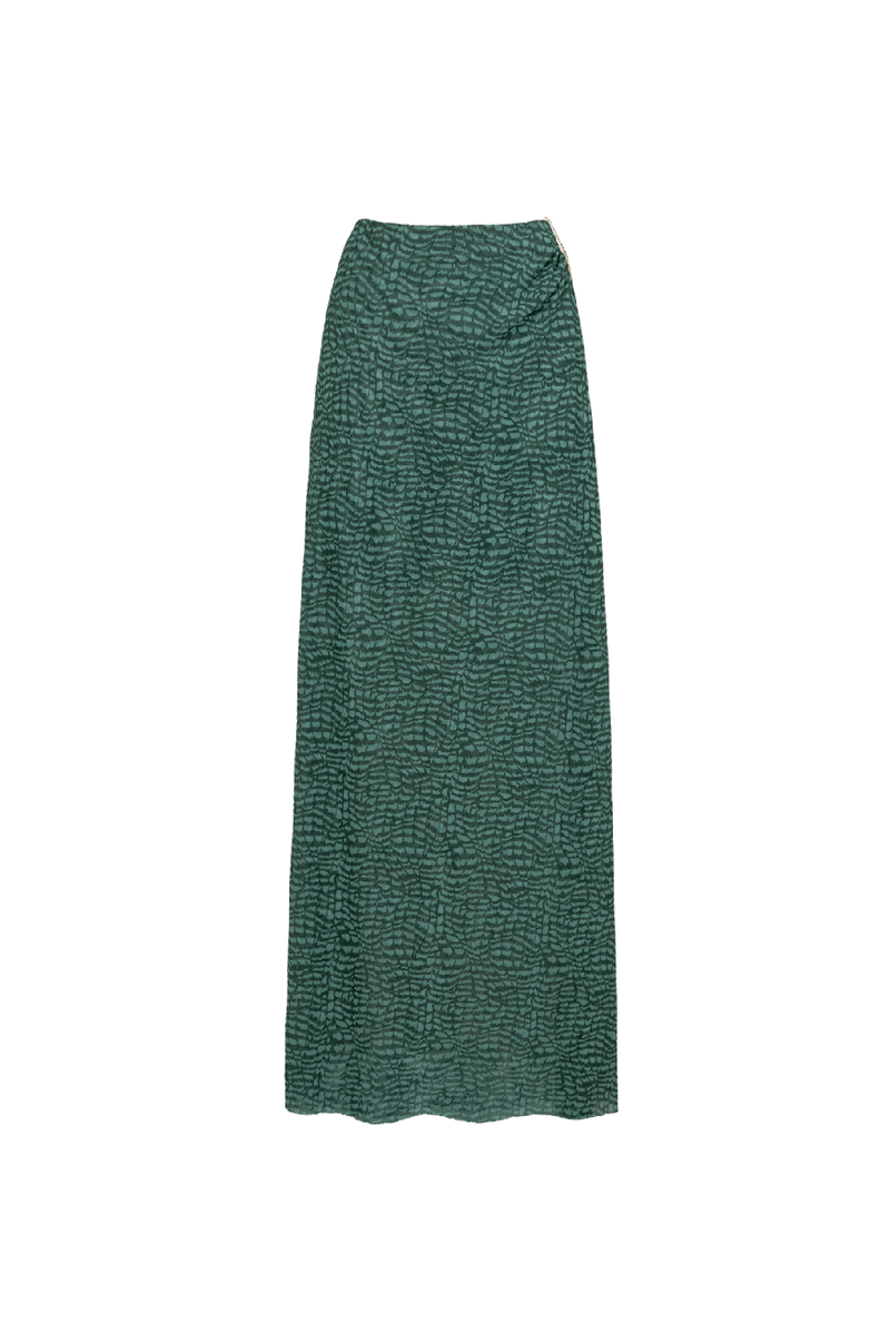 Saia Longa Amira Detalhe Serpent Skin Acqua