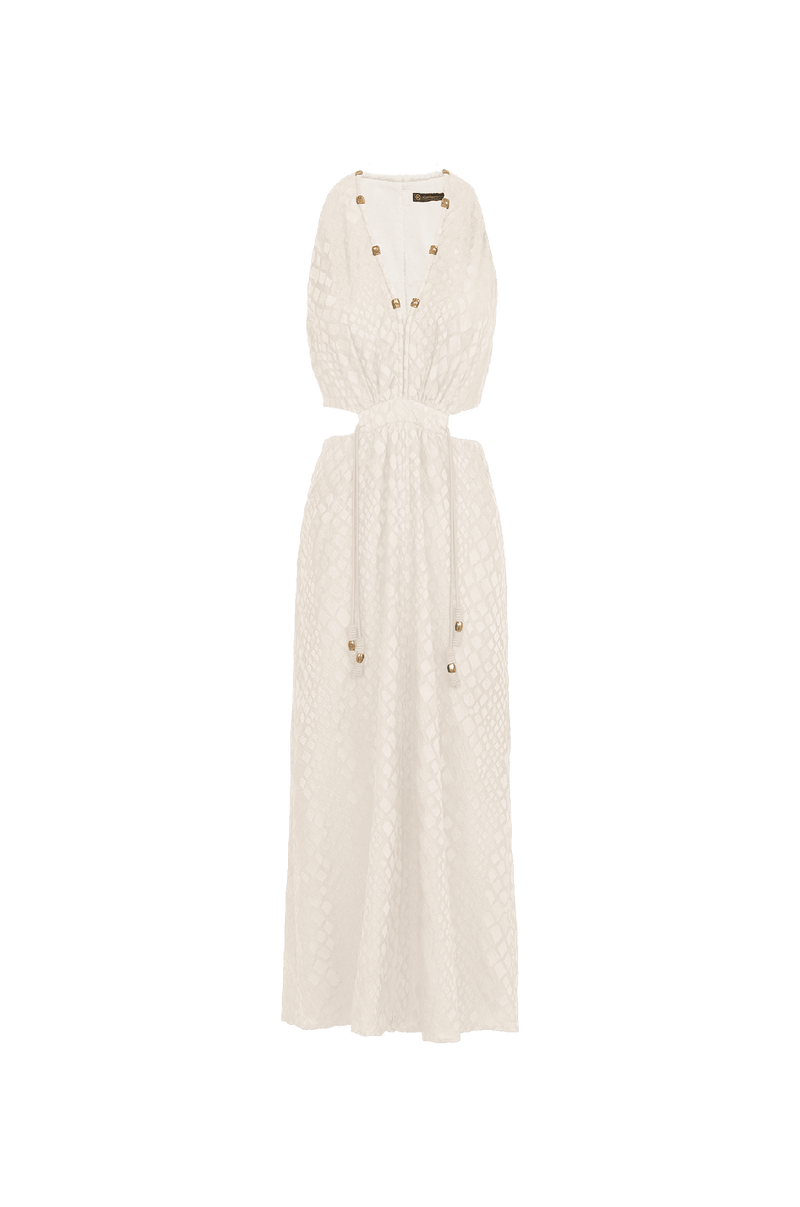 Vestido Longo Nayana Detalhe Off White
