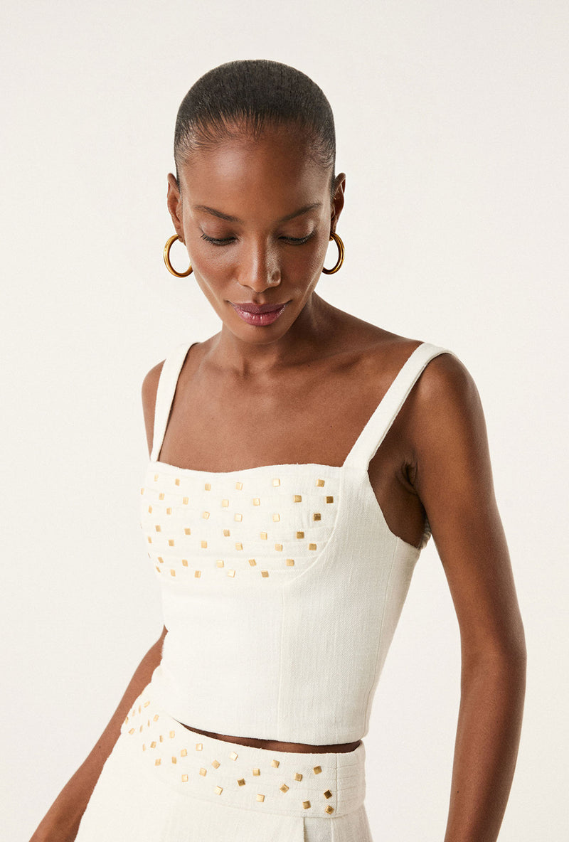 Top Cleo Detalhe Off White