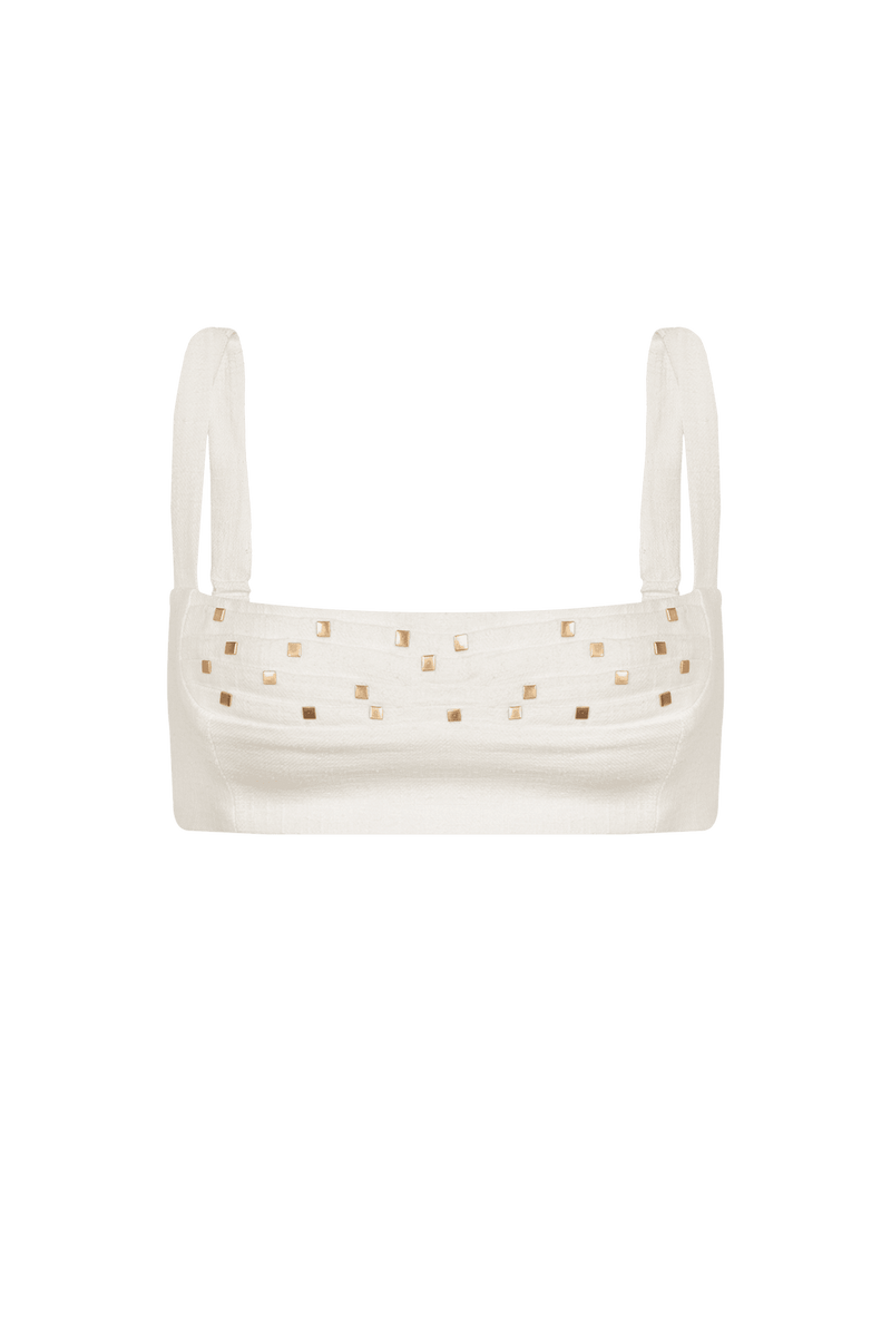 Top Curto Cleo Detalhe Off White