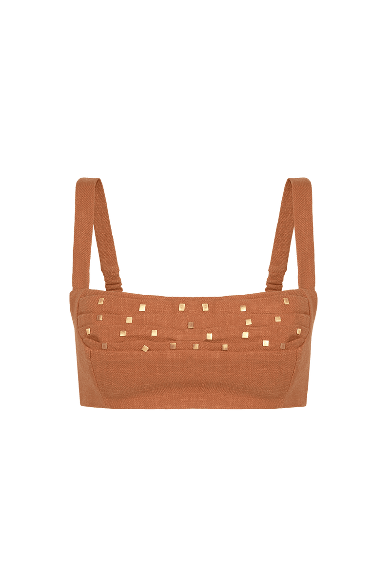 Top Curto Cleo Detalhe Clay
