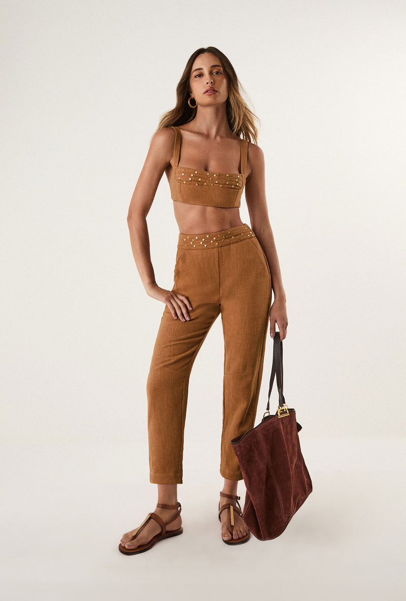 Top Curto Cleo Detalhe Clay