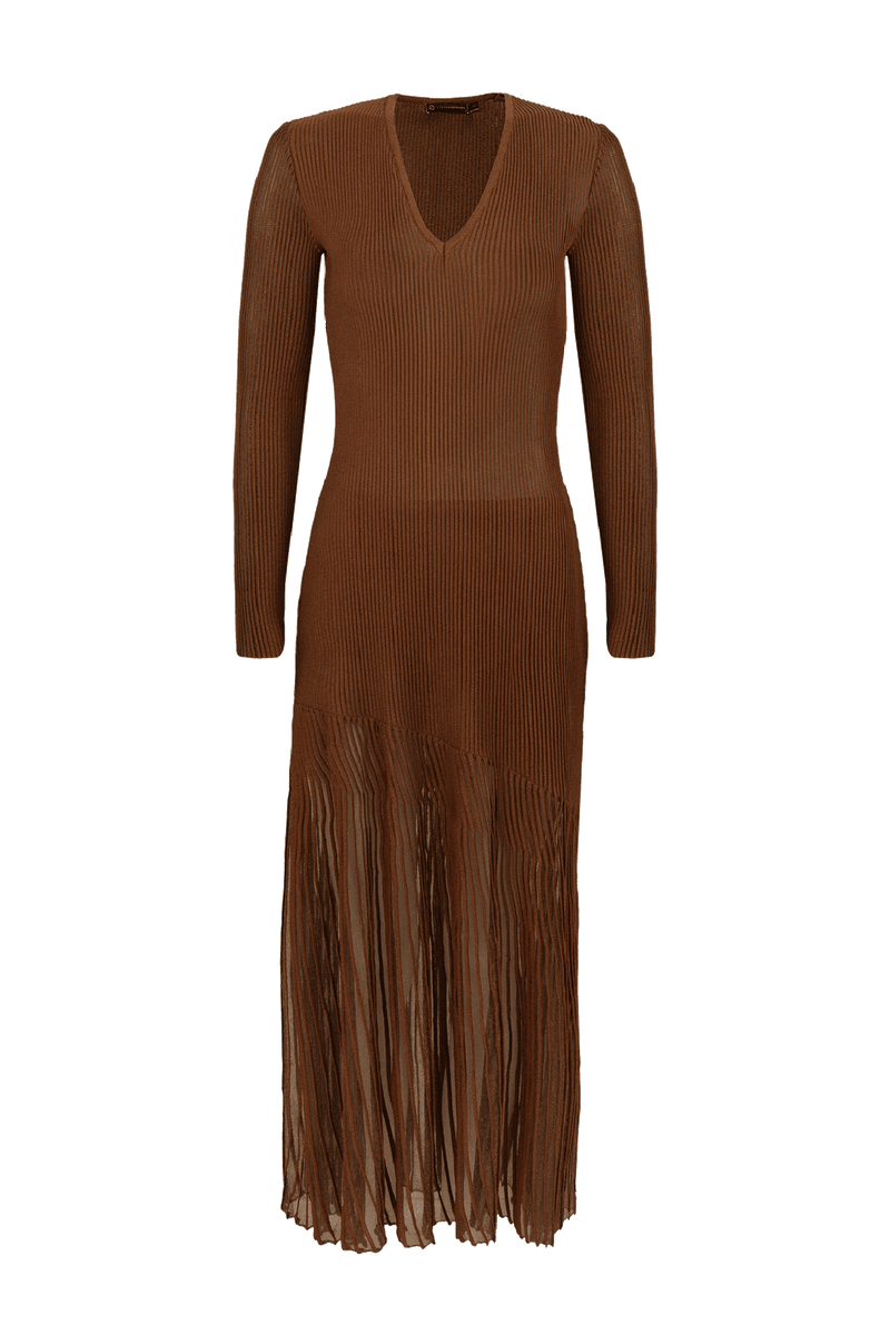 Vestido Longo Alba Tricot Camel