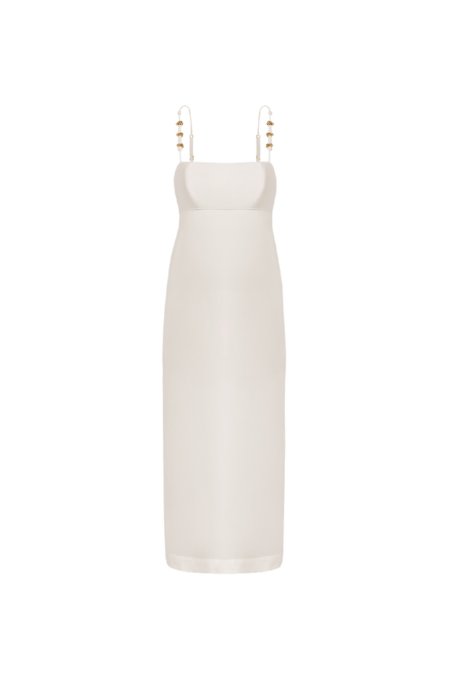 Vestido Midi Antonie Detalhe Off White