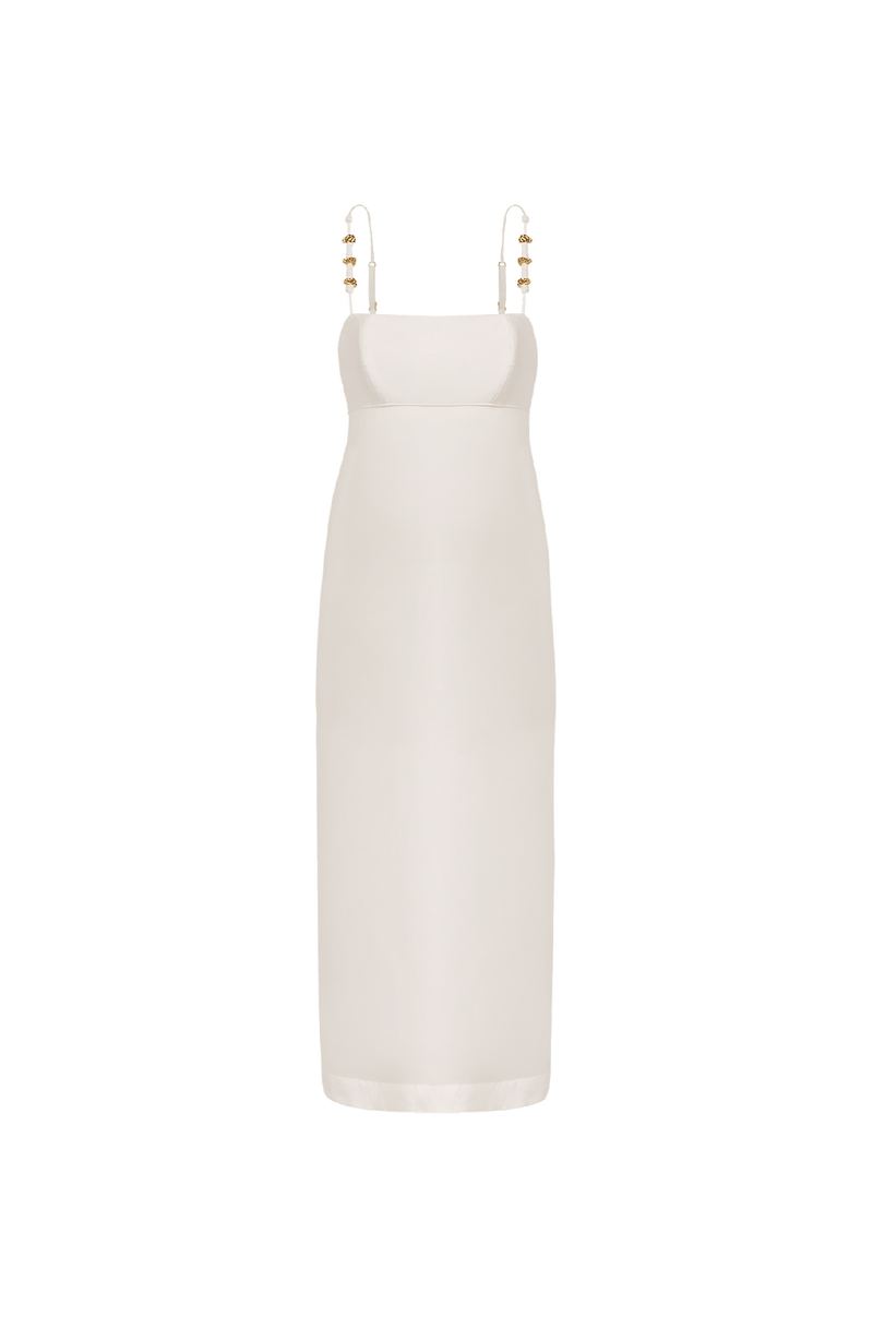 Vestido Midi Antonie Detalhe Off White