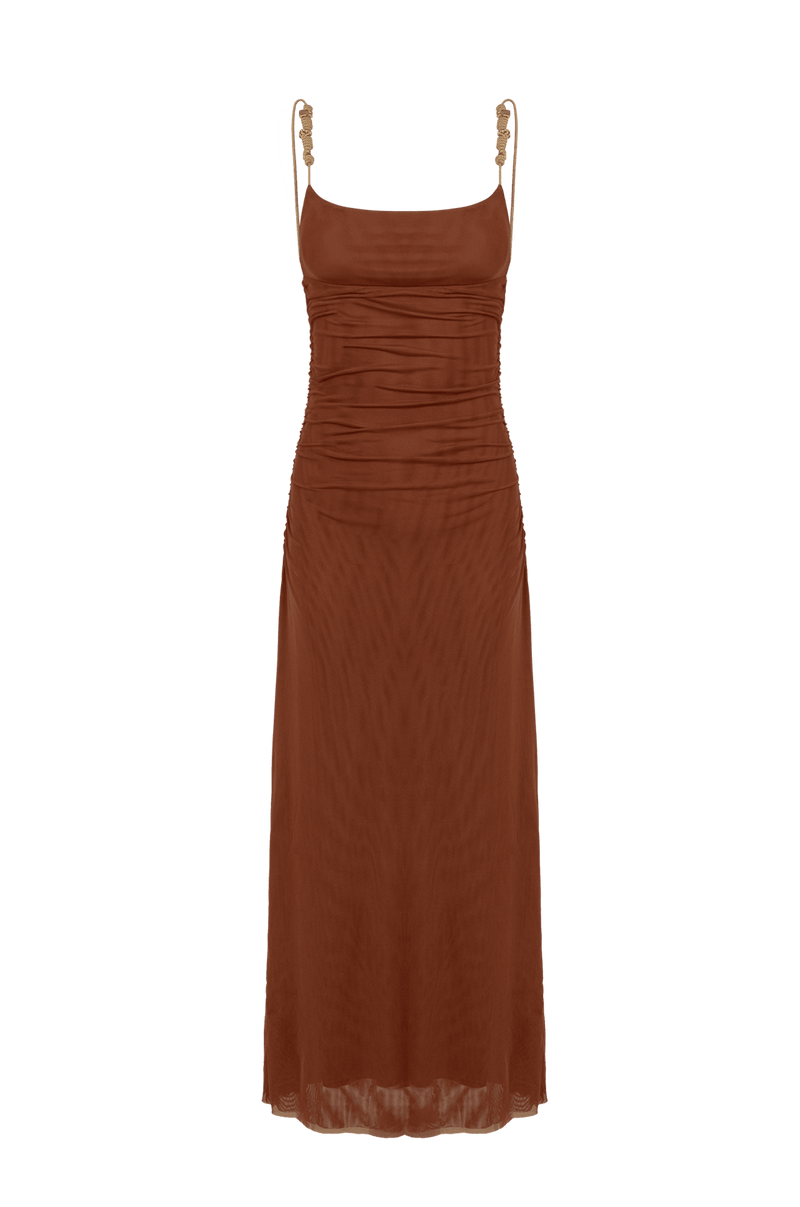 Vestido Longo Rumi Detalhe Camel