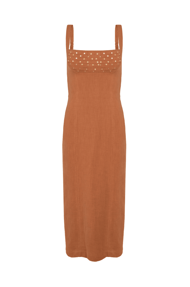 Vestido Midi Cleo Detalhe Clay