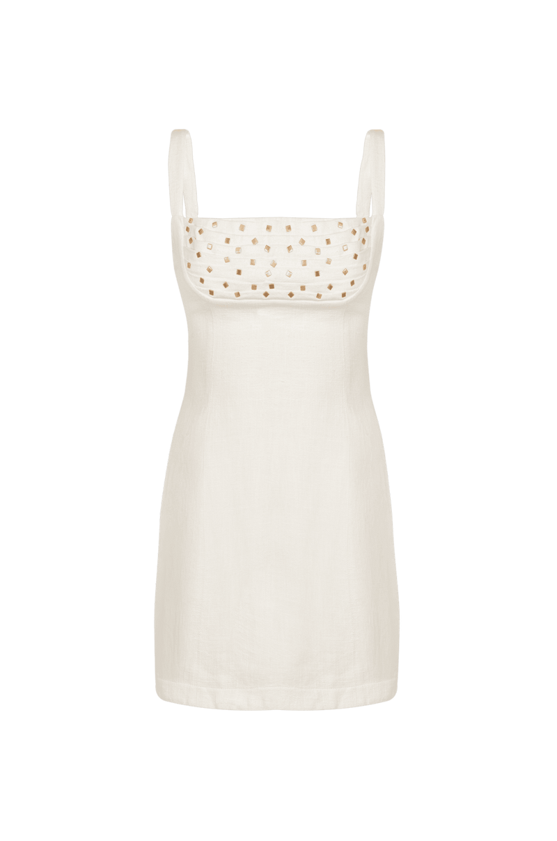 Vestido Curto Cleo Detalhe Off White