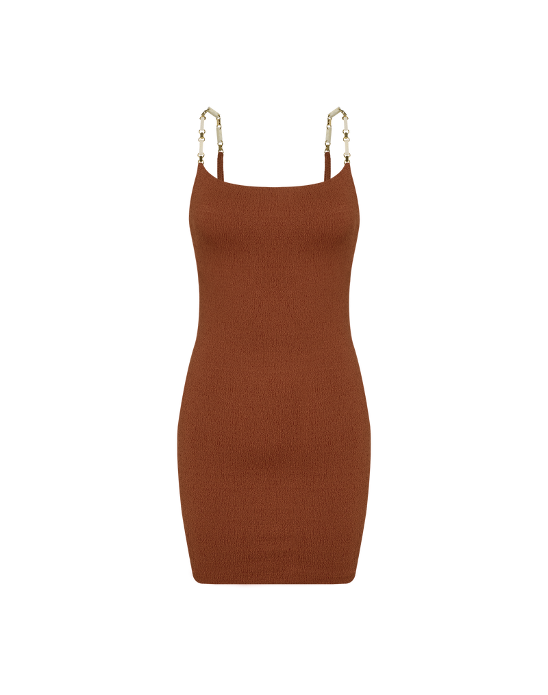 Vestido Curto Janet Detalhe Camel