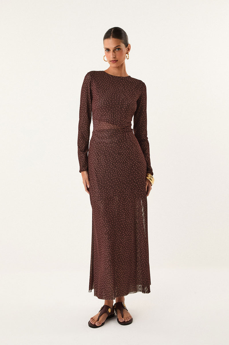 Vestido Longo Nora Berry Dots