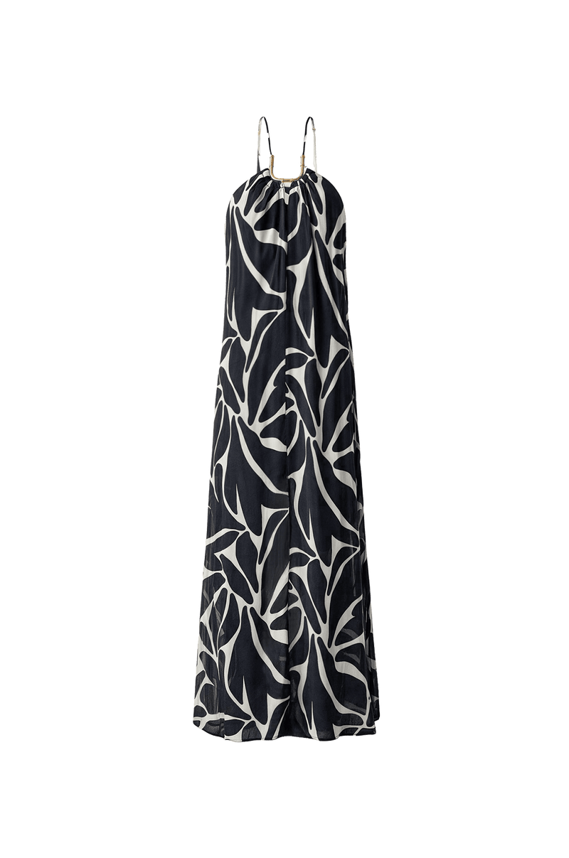 Vestido Longo Emily Detalhe Leafscape Blue