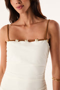 Vestido Curto Clarissa Detalhe Off White